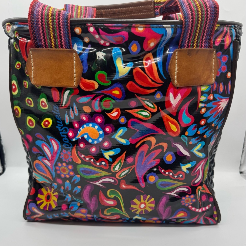 Consuela Multicolor Floral Patent Leather Tote with Heart Charm - Picture 3 of 9
